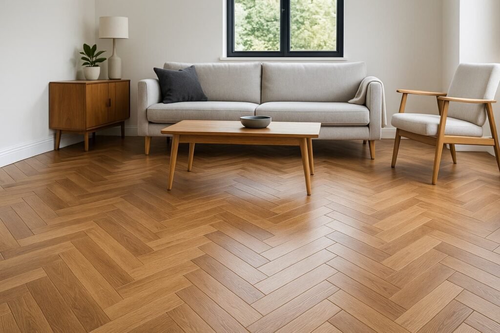 تركيب باركية مبارك الكبير غرفة تظهر الباركية بعد تركيبها مع الأثاث المناسب