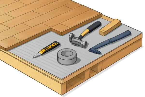 عمل فني يوضح كيفية تركيب الباركية باستخدام الأدوات المناسبة