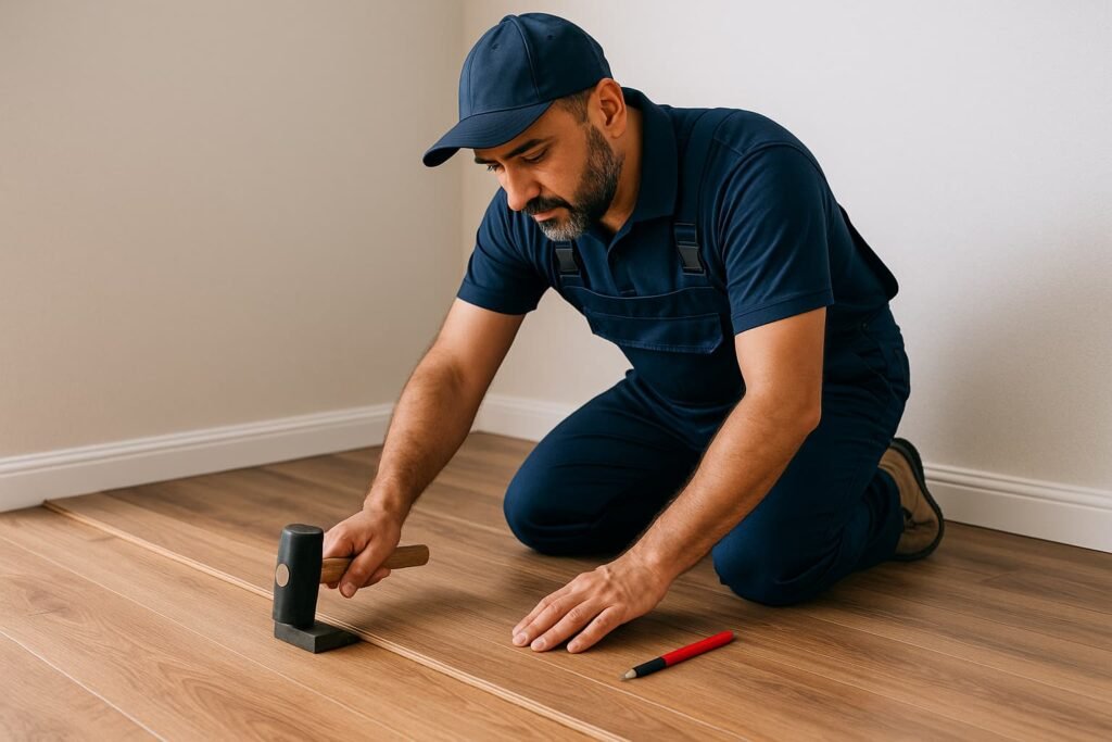 فني تركيب باركيه كيفان فني يقوم بتركيب الباركيه داخل منزل في كيفان